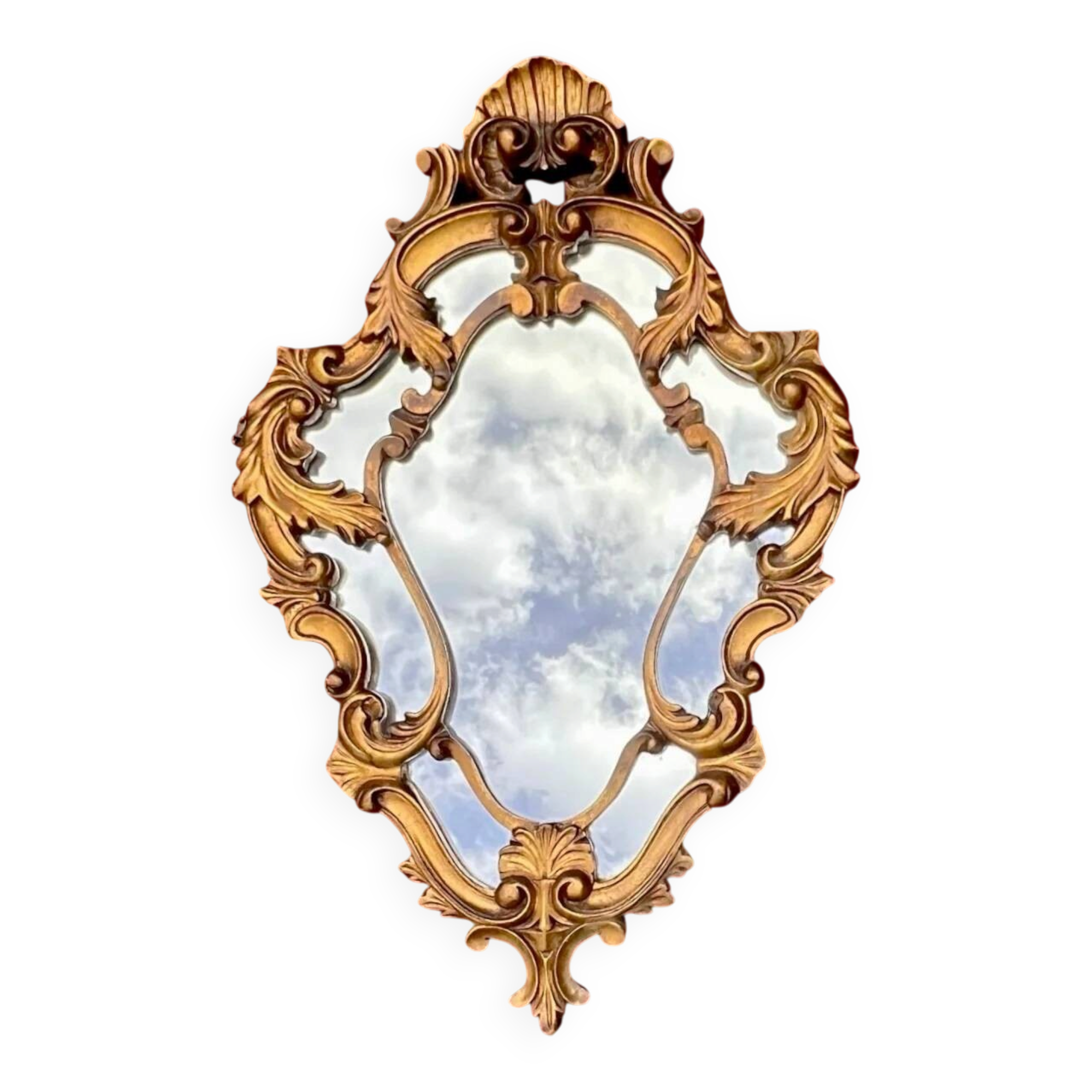 Golden wall mirror with a rococo Louis XV style – 1950s-60s