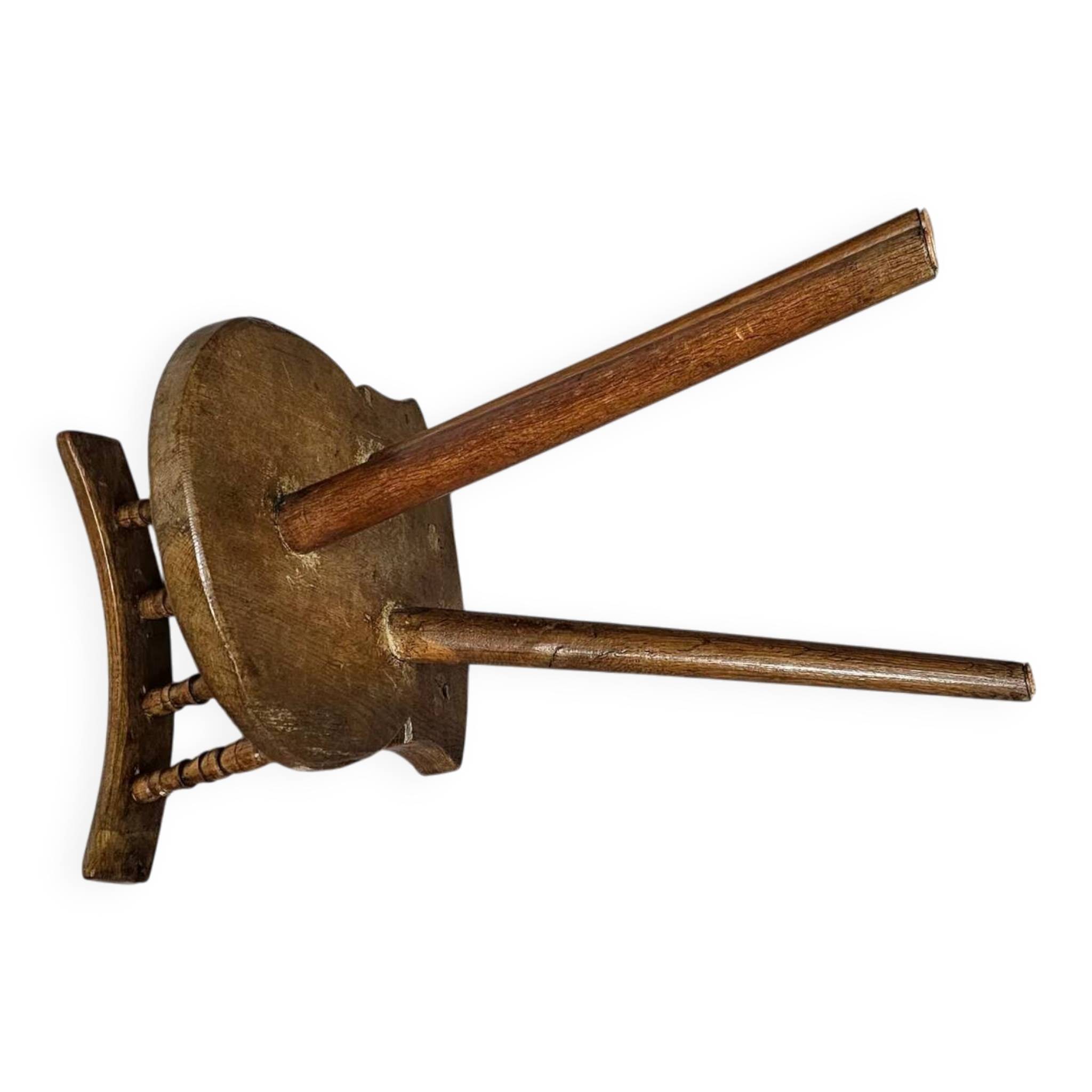Old farmers tripod chair for decorative use