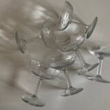 Set of 6 champagne glasses in Napoleon III faceted cut ringing crystal
