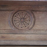 Henri II style double body in worked oak, original leaded stained glass windows