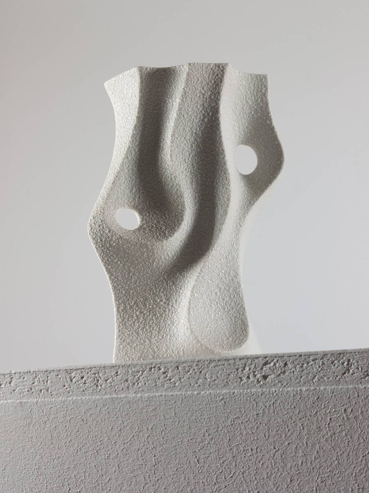 Vintage organic biscuit porcelain vase from the mid-century by Sgrafo Modern.
