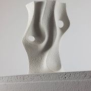 Vintage organic biscuit porcelain vase from the mid-century by Sgrafo Modern.
