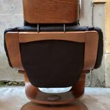 Black leather armchair + footrest