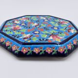 A flat bottom and two enamel bottle bottoms of Longwy