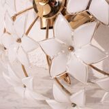 Charming Vintage Murano Ceiling Light White Flowers, 1960s