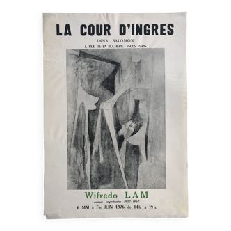 Wifredo LAM : Affiche originale Galerie Inna Salomon / La cour d'Ingres, 1976
