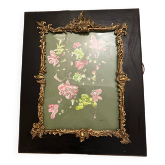 Pastel Flowers - Artist Henri Varlet 1975 - Blackened Wood Frame - Golden Rocaille