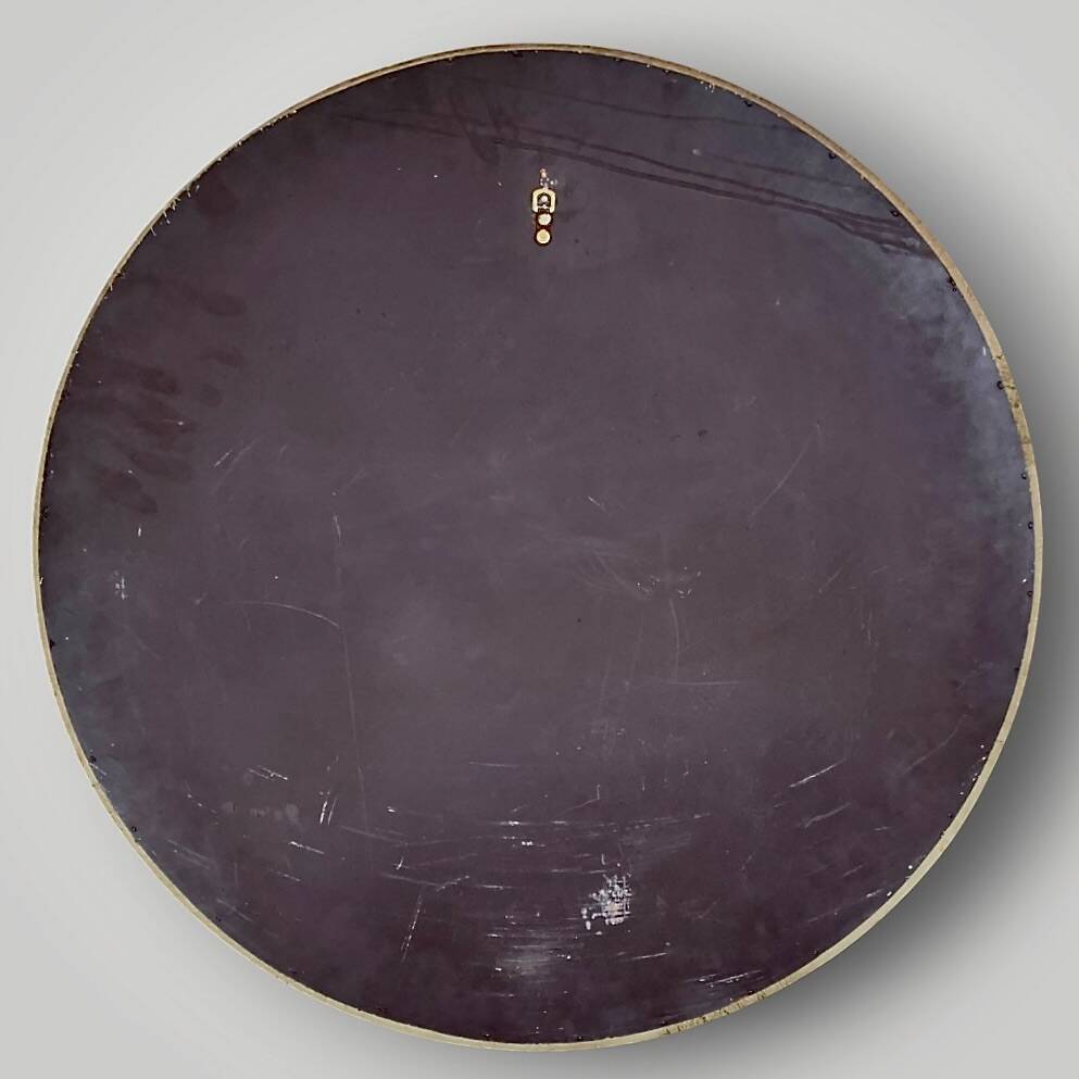 Rare round wall mirror in wood and gilded plaster – Ø 80 cm – 1950s