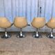 Set of 4 chairs tulip armchairs in beige skaï 1970