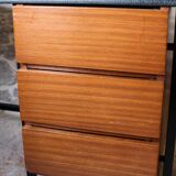 Desk 60s in metal wood and imitation leather