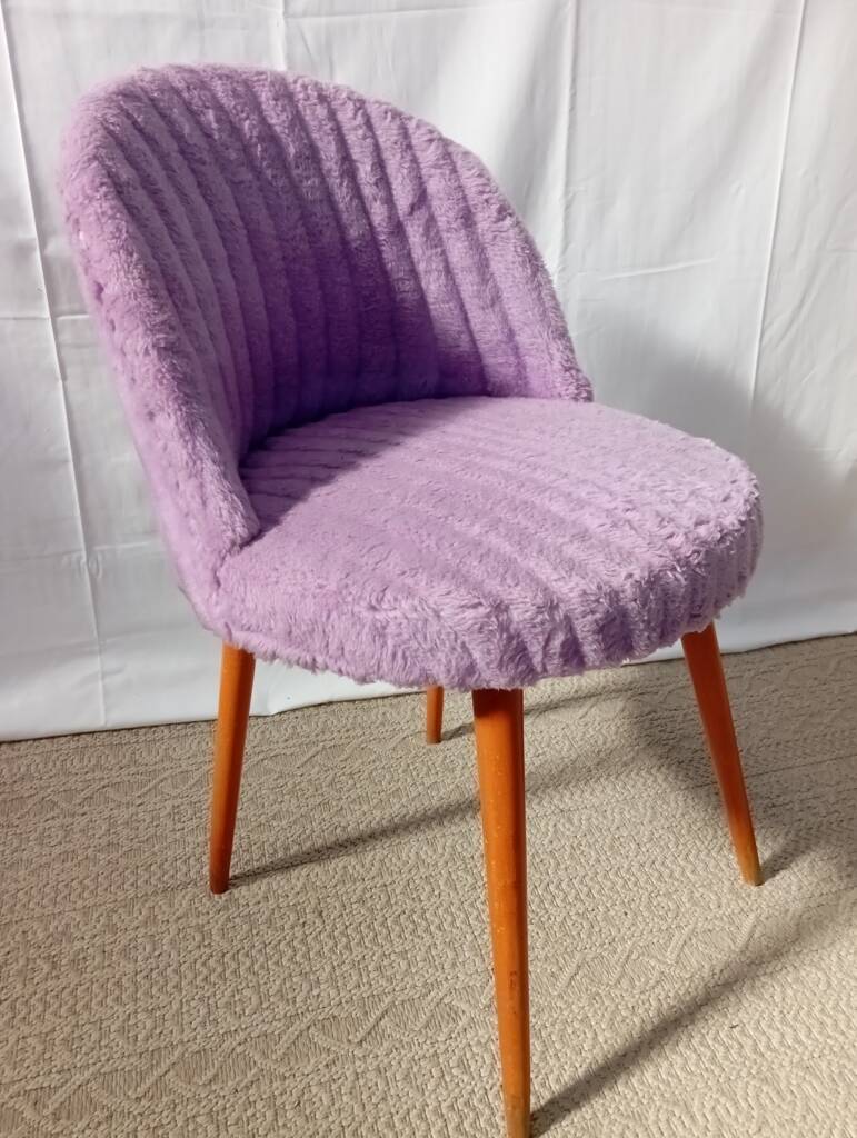 Lilac furry chair from the 50s