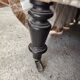 Antique armchair fully restored with brass wheels.