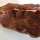 Brutalist carved wood fruit basket / vintage 60s-70s