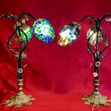 Pair of vintage Murano cluster lamps, 1950s