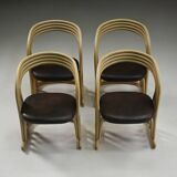 Set of 4 rattan dining chairs, 1980s Italy.