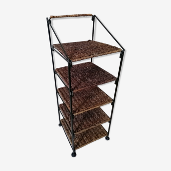 Furniture shelves steel and woven wicker