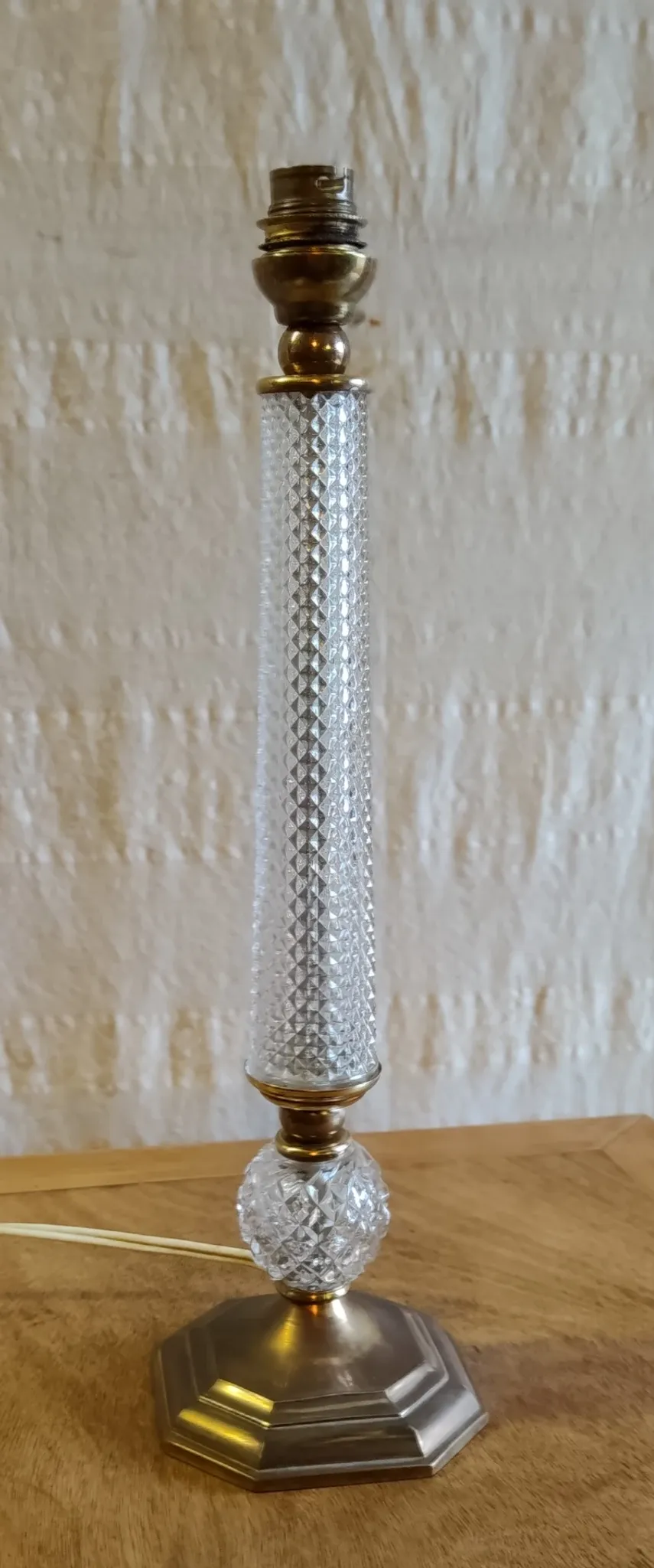 Neo-classical table lamp base in glass and gilded brass - mid 20th century