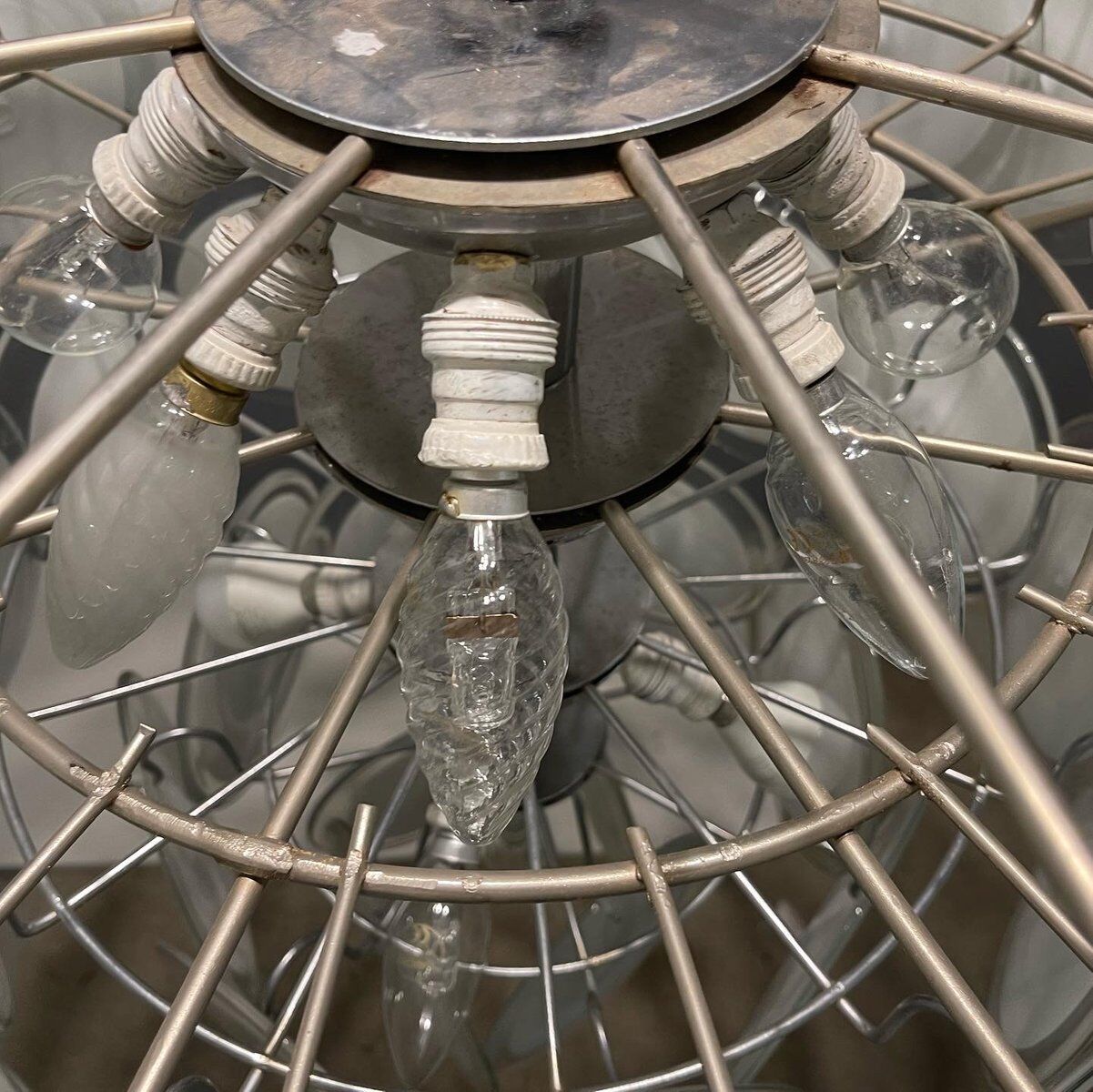 White Murano glass disc chandelier, 1970s