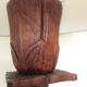 Lampe brutaliste en bois et abat jour tissu, années 40-50