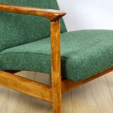 GFM-142 armchair, design by Edmund Homa from the 70s, green boucle - 2 pieces available