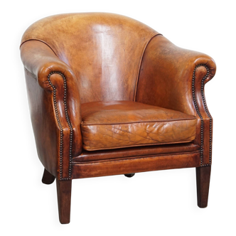 Sheepskin leather club chair