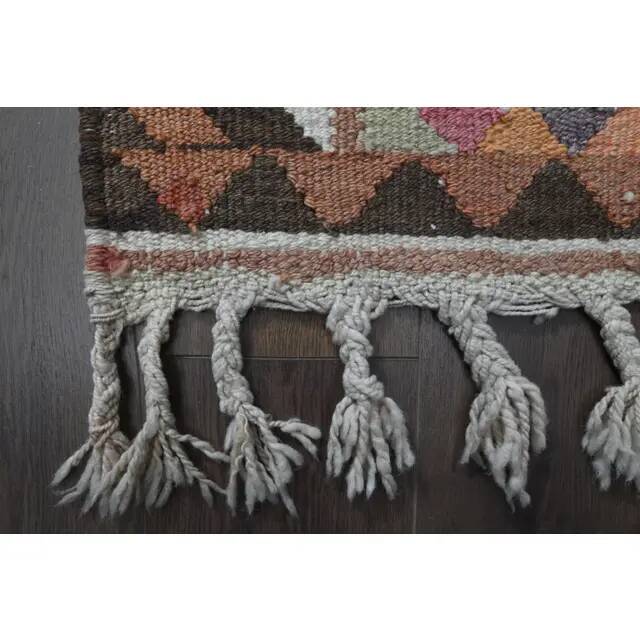 Handwoven Orange Wool Turkish Oushak Runner Rug 99x343