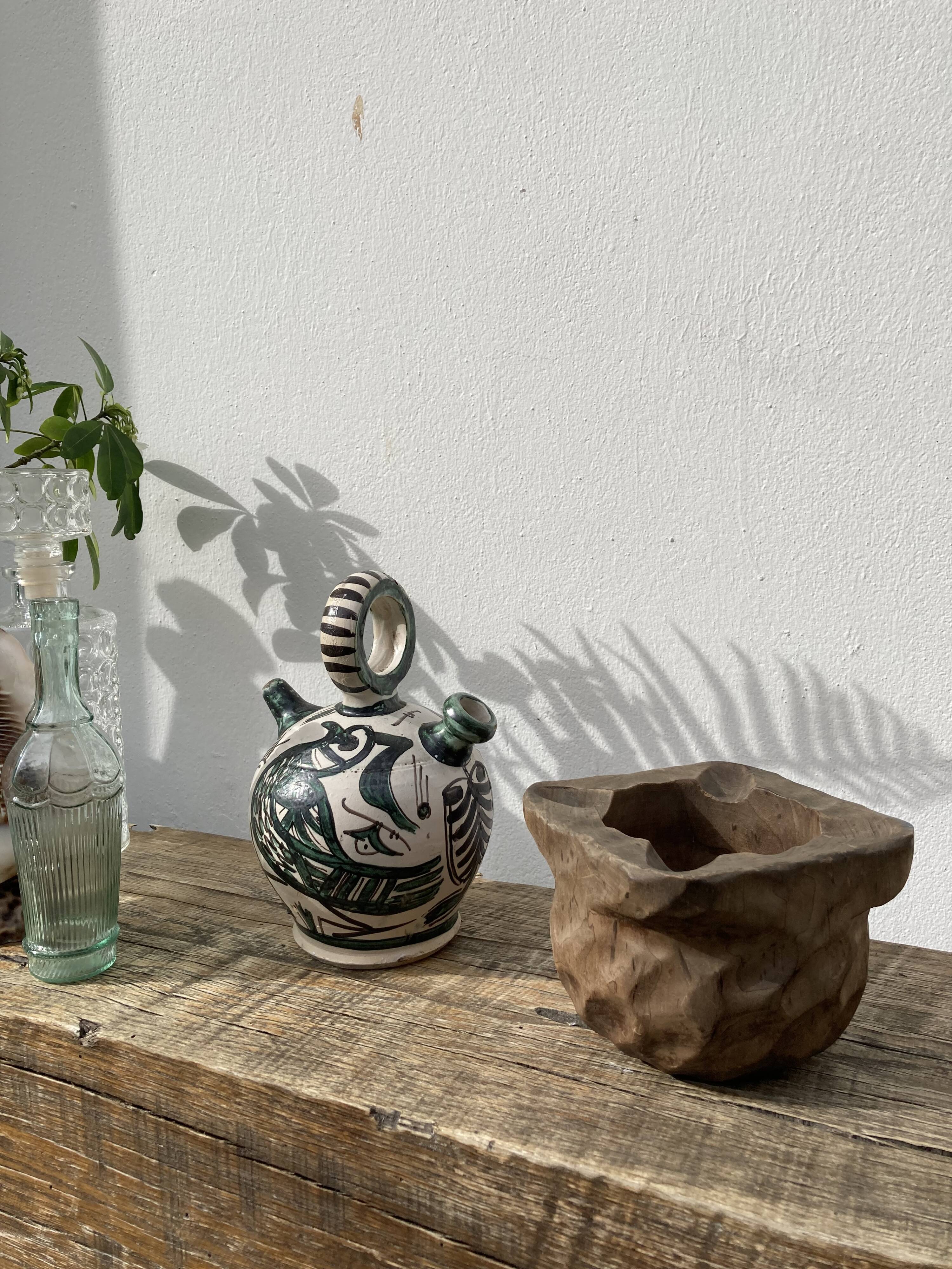 Wooden ashtray from the 1970s vintage brutalist style