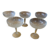 Set of 5 ice cream bowls bormioli rocco model america 20’s soft glass