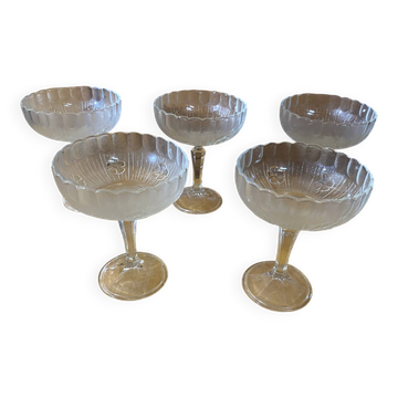 Série de 5 coupes a glace bormioli rocco modèle america 20’s verre mou
