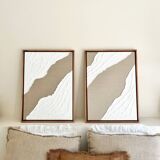 Diptych relief panels in linen and white.