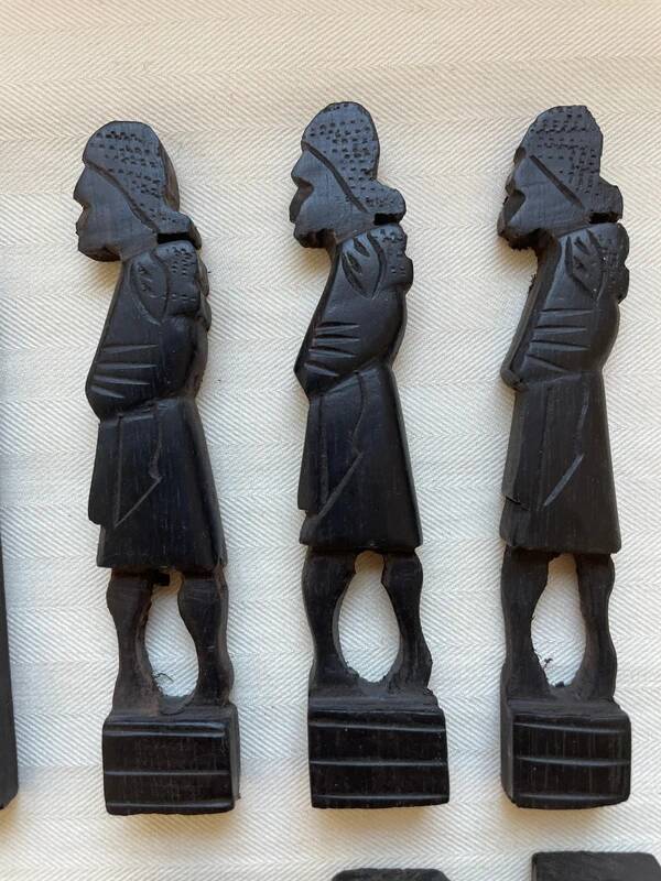 12 Carved Ebony Knife Holders in African Style