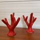 Set of two vintage “Alberello” coral vases