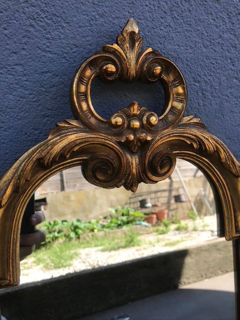 Rock mirror wood and gilded stucco circa 1950 33x78cm