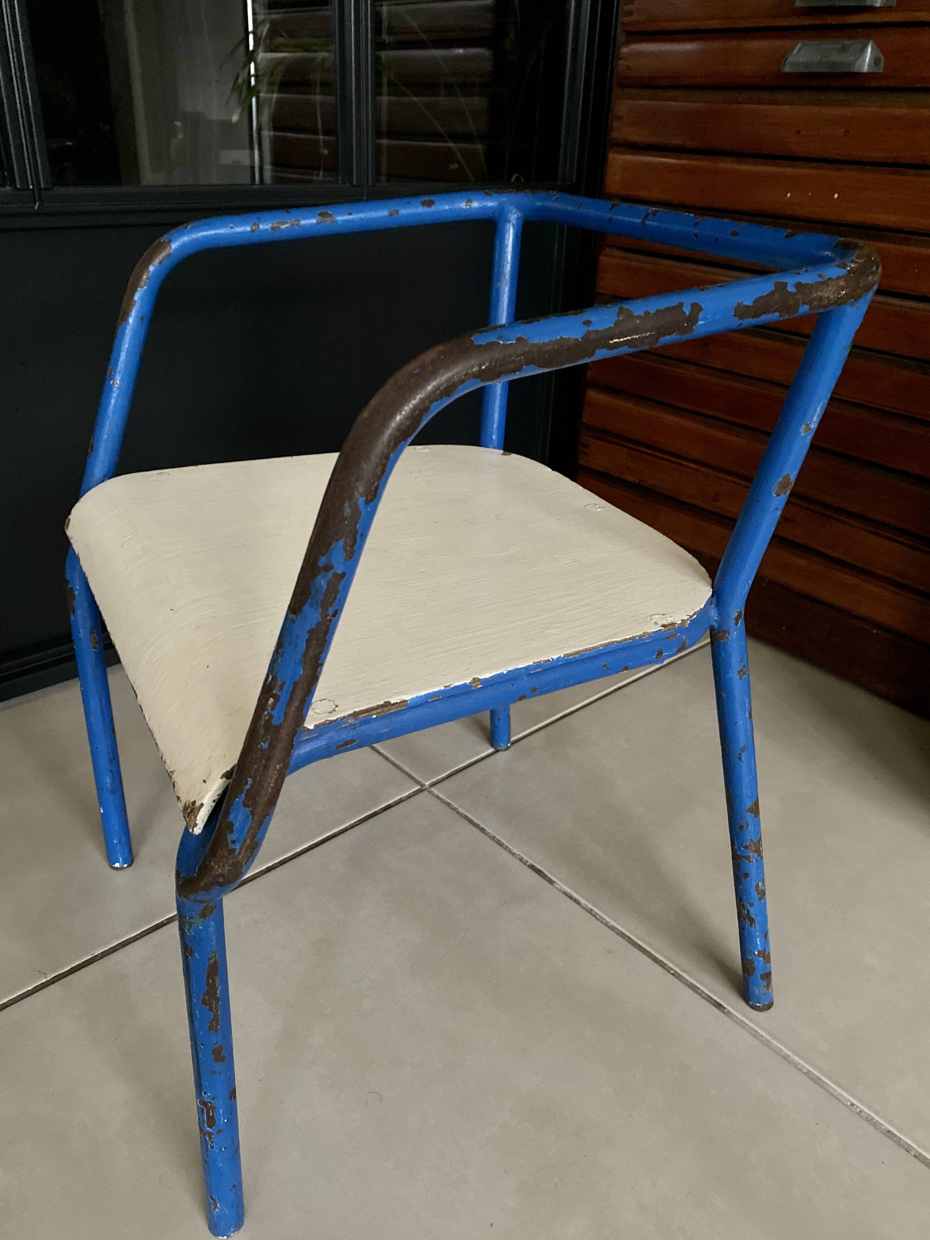 Blue metal child chair