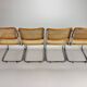 Ensemble de 4 chaises de salle à manger tubulaires à cadre et canne en porte-à-faux, Italie, années 1970