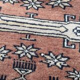 Vintage hand knotted rug with geometric patterns on a grey/beige/terracotta background 170 x 96 cm