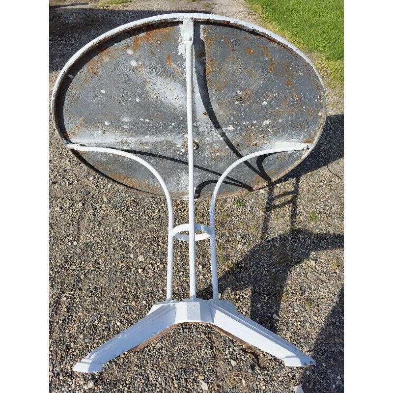 Garden table with a cast iron top.