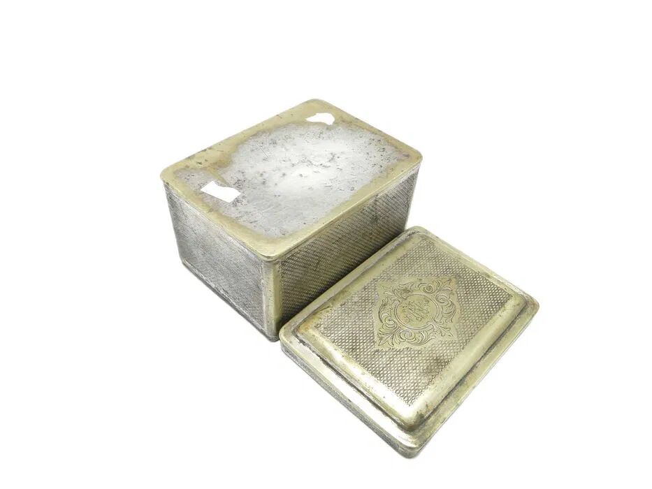 ABB Sugar Bowl, historicism, silver-plated brass, Austria, 19th century