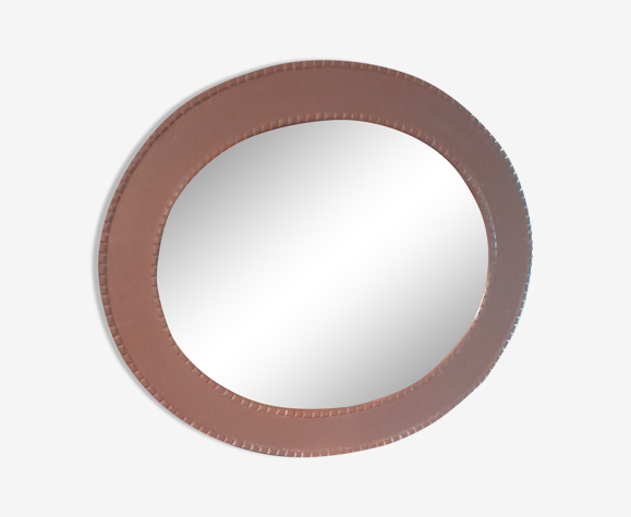 Miroir oval bois peint gris