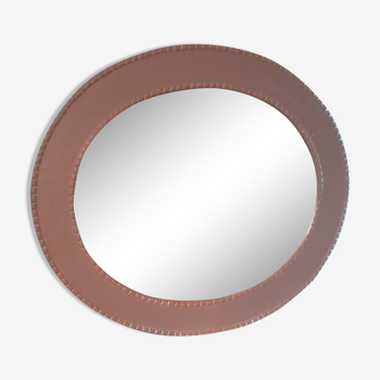 Oval mirror wood painted gray