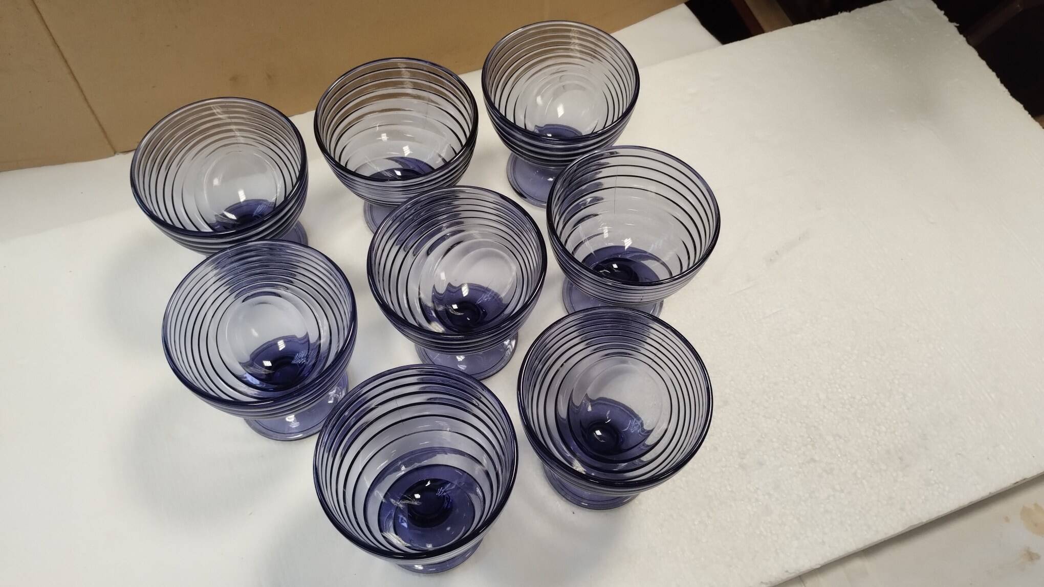 Set of 4 ARC Vintage Swirl Glass Dessert Cups