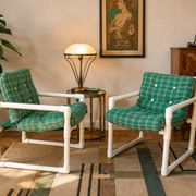 Pair of vintage tubular armchairs from the 70s and 80s, luxury design.