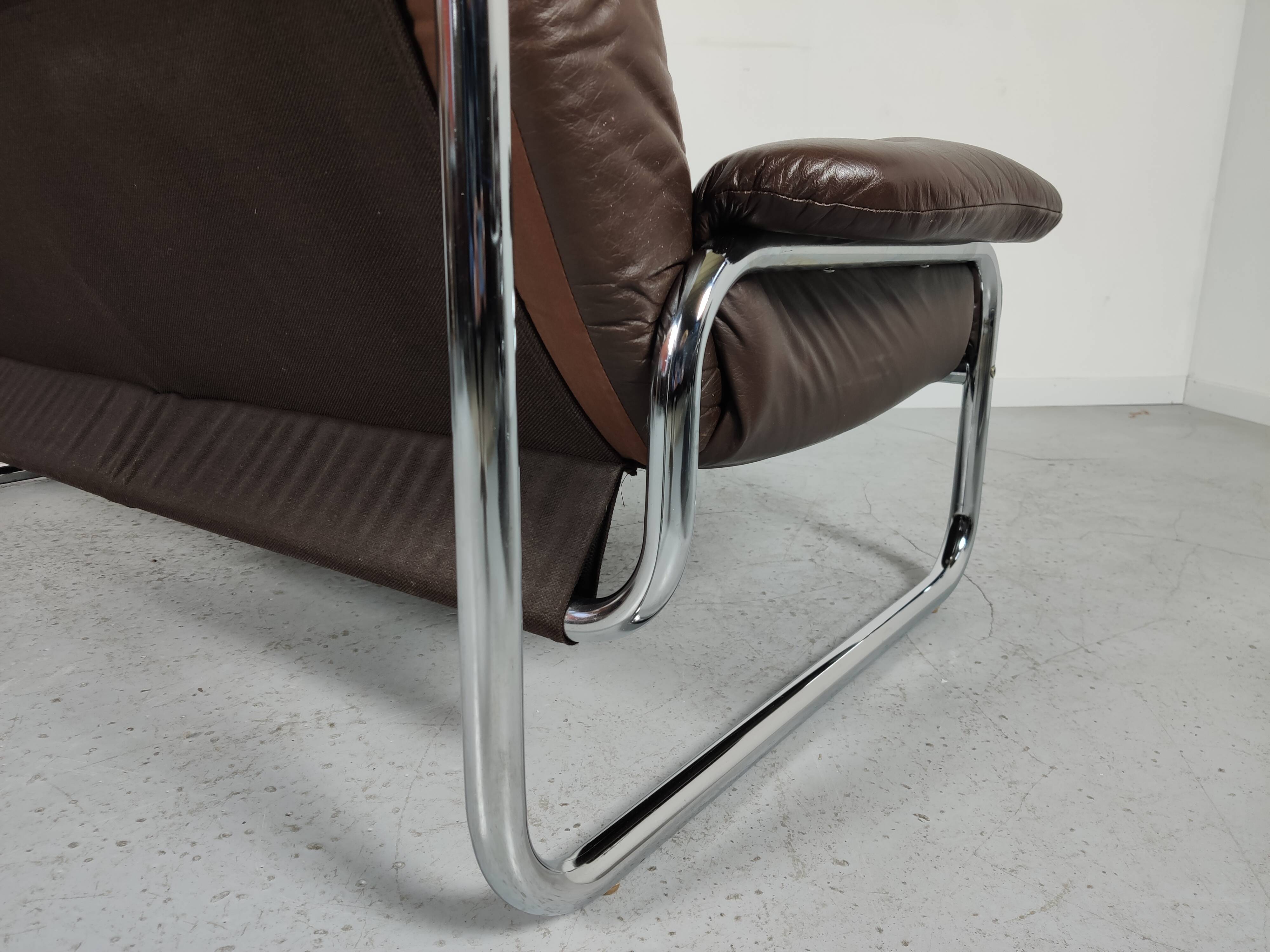 Sofa and 2 armchairs by Johan Bertil Ugggstrom 1970s chrome leather