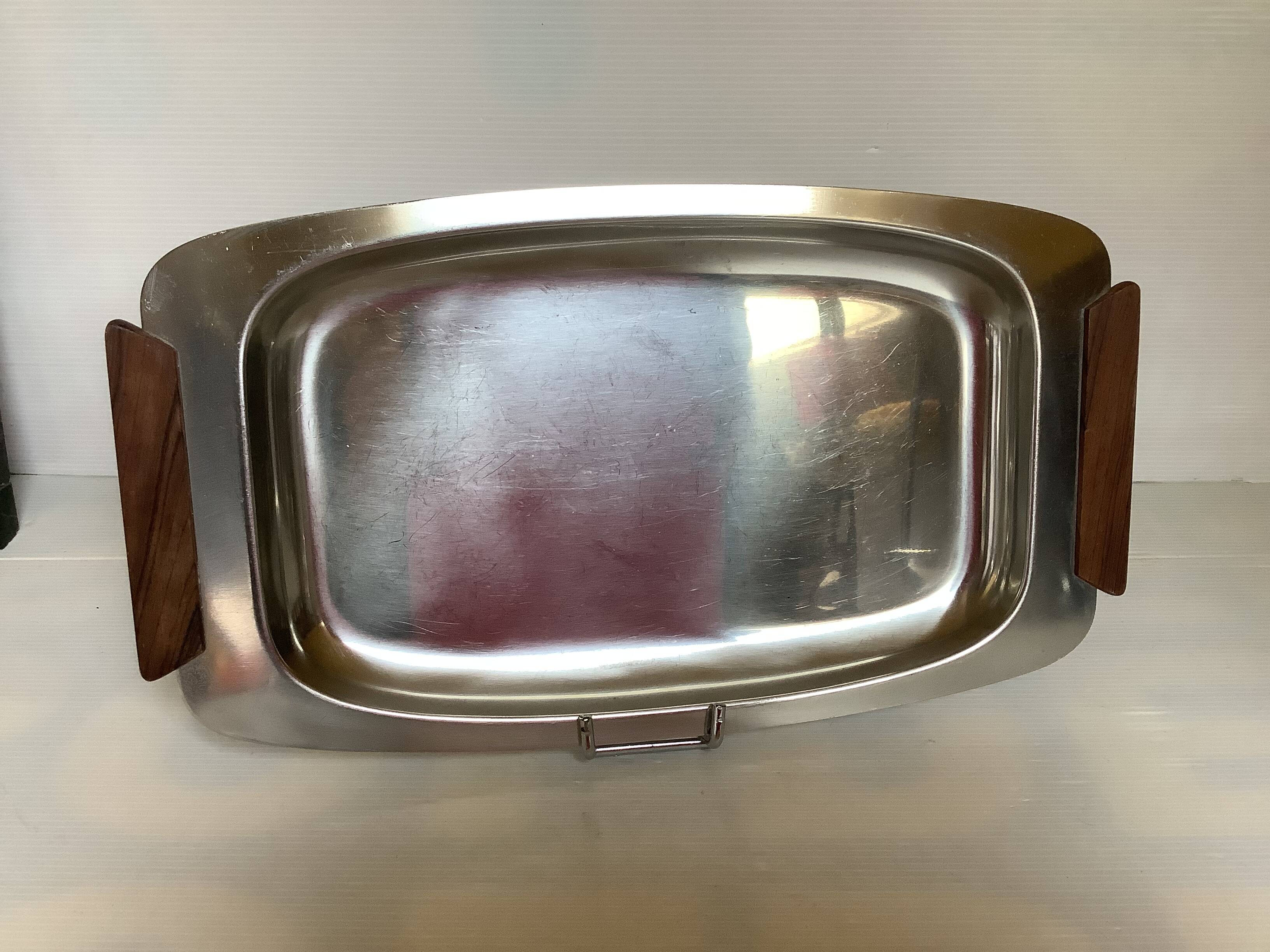 Denmark Scandinavian metal and teak dish