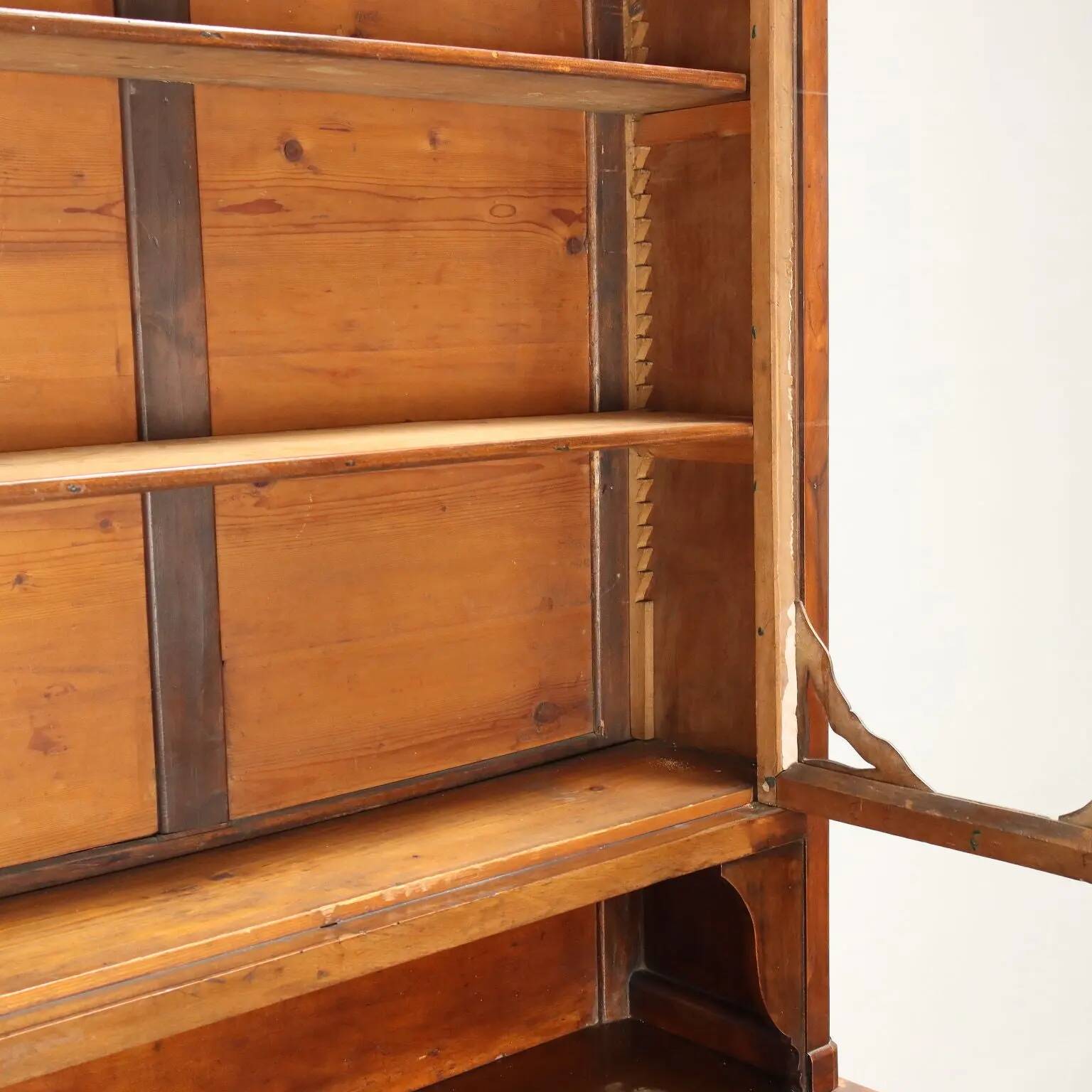 Antique double-bodied display cabinet with walnut drawers, Italy, 20th century.