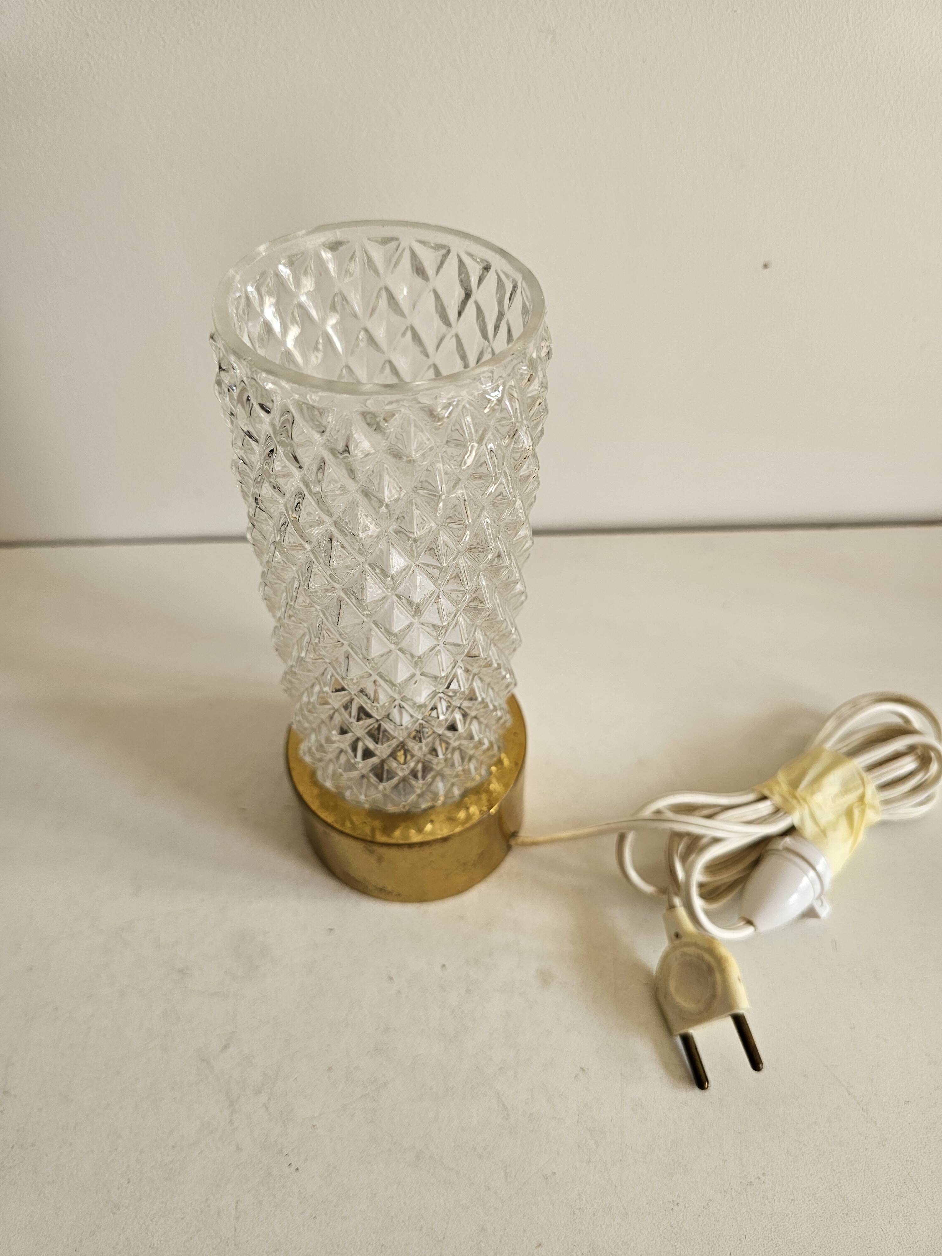 Table lamp made of glass and brass - 1970s