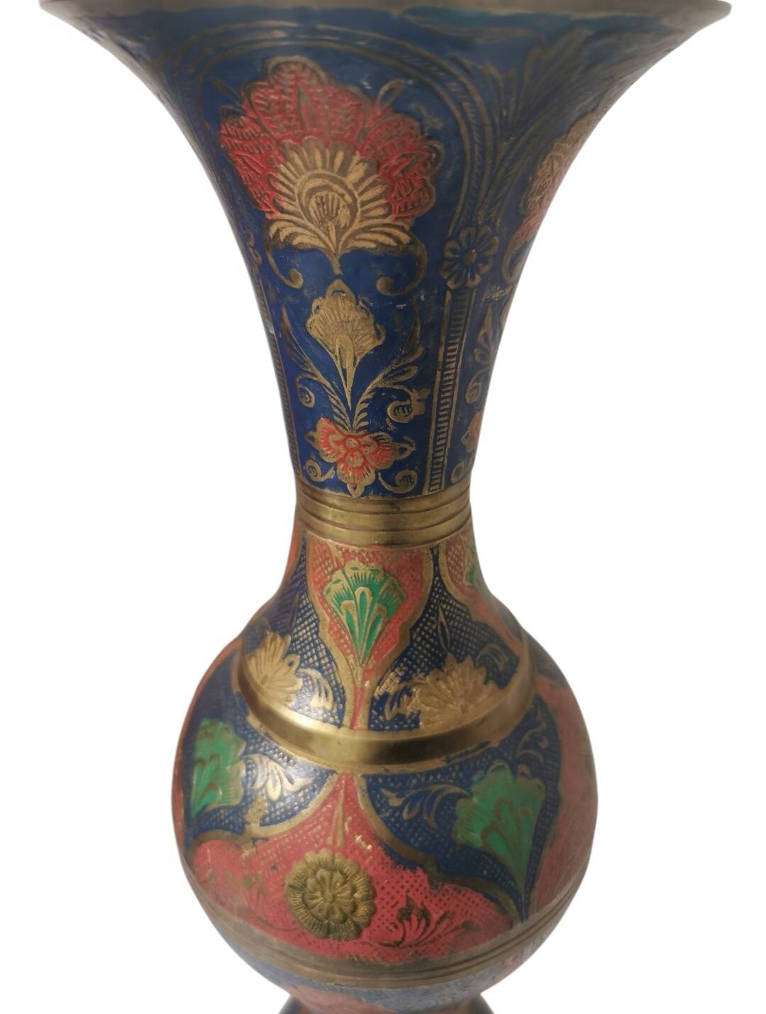 Coloured Indian brass vase