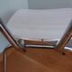 Chrome metal chair and formica white striped gray