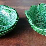 Pair of cabbage leaf-shaped serving bowls