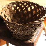 Vintage openwork wicker high basket